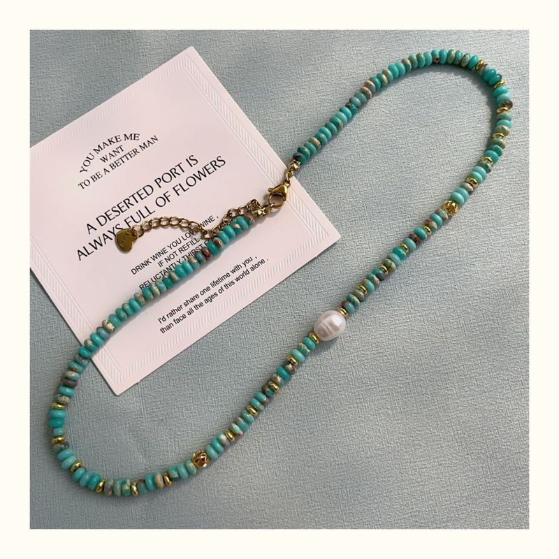 Collana con catenina per clavicola in perle d'acqua dolce turchesi e perline di lusso, stile cinese nuovo._voghion.com
