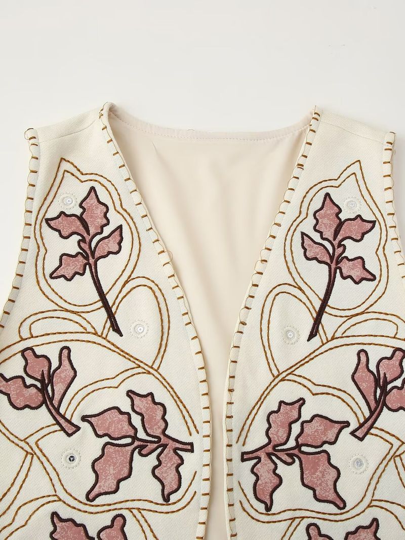 Abbigliamento donna 2024 autunno e inverno nuova moda gilet ricamato con scollo a V_voghion.com