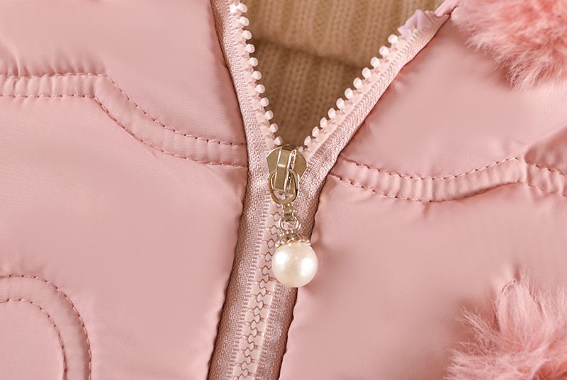 neonate nuovi graziosi fiori tridimensionali vestiti di cotone ragazze giacca con cappuccio con collo di pelliccia ispessita_voghion.com