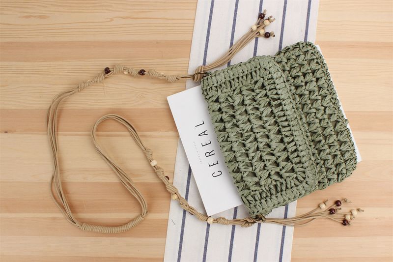 Damentaschen Einteiliges Drop Shipping Neue Art Style Style Mode Urlaub Kleine Tasche Flip Crossbody Papiergewebte Tasche Fan Flower Woven Bag_voghion.com