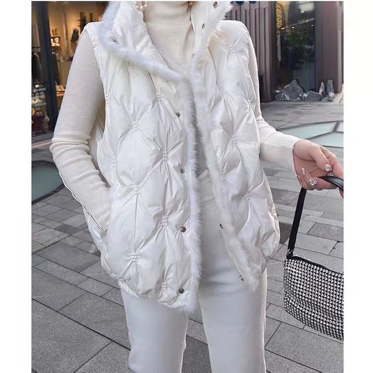 Gilet in cotone da donna, elegante e leggero, con collo alto in cotone per donna - Capo casual da indossare a strati, in bianco e nero (taglia unica)_voghion.com