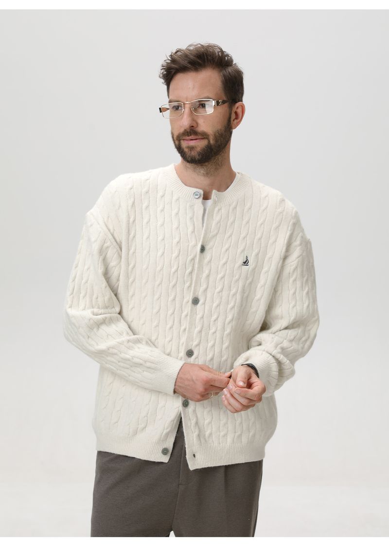 Suéter masculino vintage de tricô com gola redonda – Pulôver bordado pesado com mistura térmica (M-XXL, vermelho Anchorage/creme/cinza gelo/azul-marinho)_voghion.com