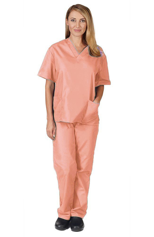 Damen Krankenhaus Polyester-Baumwolle Design Handwaschkleidung Arzt Kurzarm Arbeitskleidung Spa Schönheit Kleidung geteilter Anzug Handwaschkleidung_voghion.com