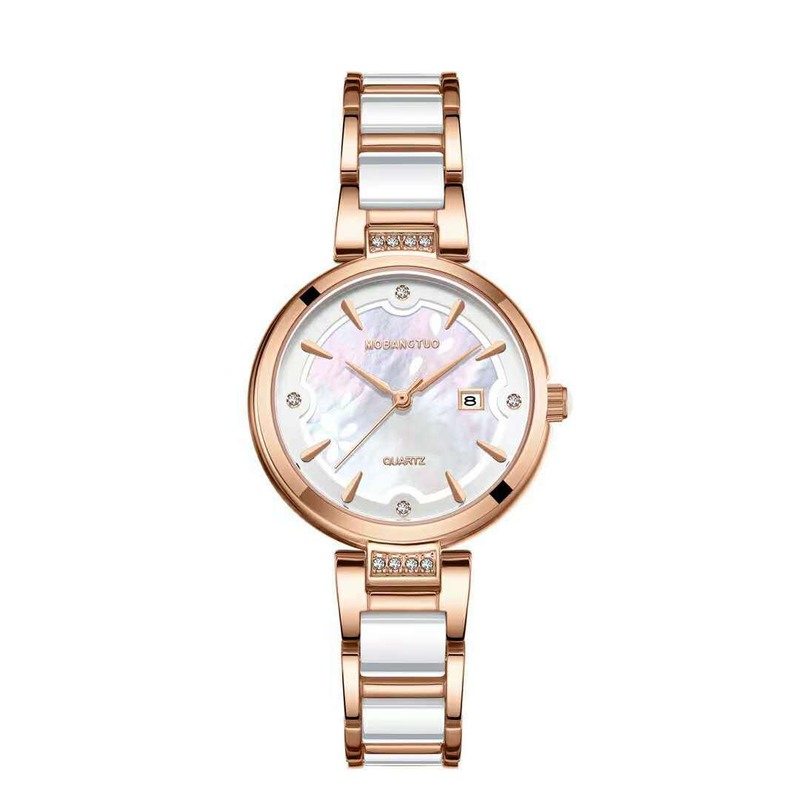 Orologio da donna con calendario e cintura impermeabile al quarzo minimalista in ceramica di nuova moda_voghion.com