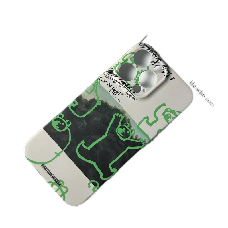 Small Green Bear Film Phone Case 15mate60 14 K70 Hard Matte Soft Shell_voghion.com