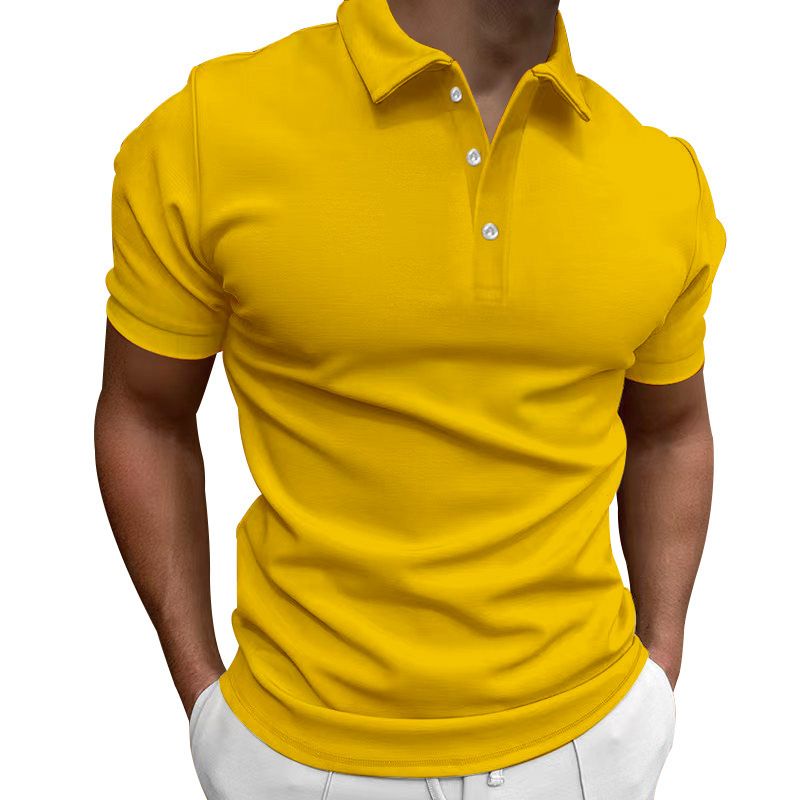 Camicia estiva 2023 T-shirt tinta unita a maniche corte con collo a polo, vestibilità casual, top 4XL da uomo_voghion.com
