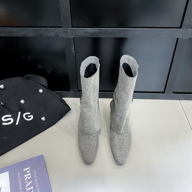 Bottes courtes droites à talon moyen et à talon coulissant, confortables, légères, décontractées et polyvalentes_voghion.com