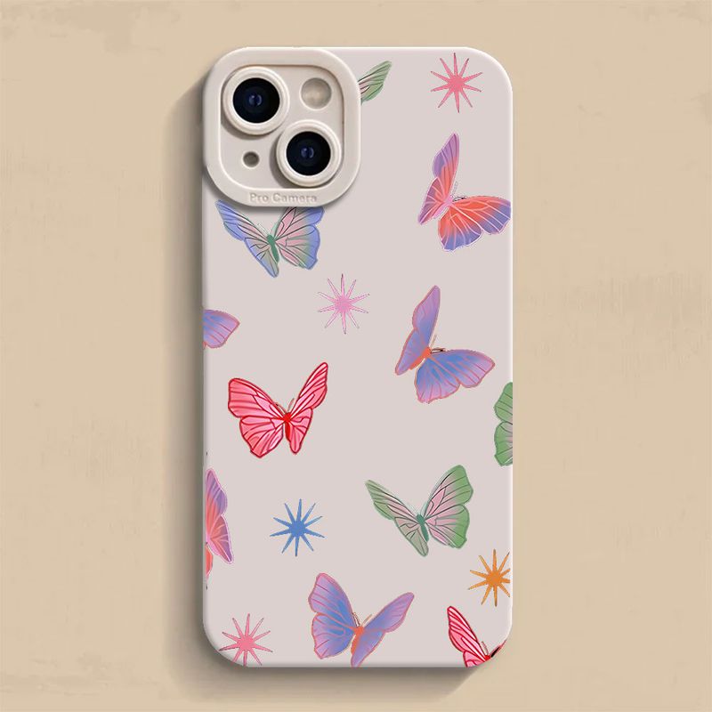 Butterfly Printed Phone Case For iPhone 16 11 12 13 14 15 Pro Max XR XS X 7 8 Plus SE 2020 Shockproof Matte Soft TPU Silicone Cover_voghion.com