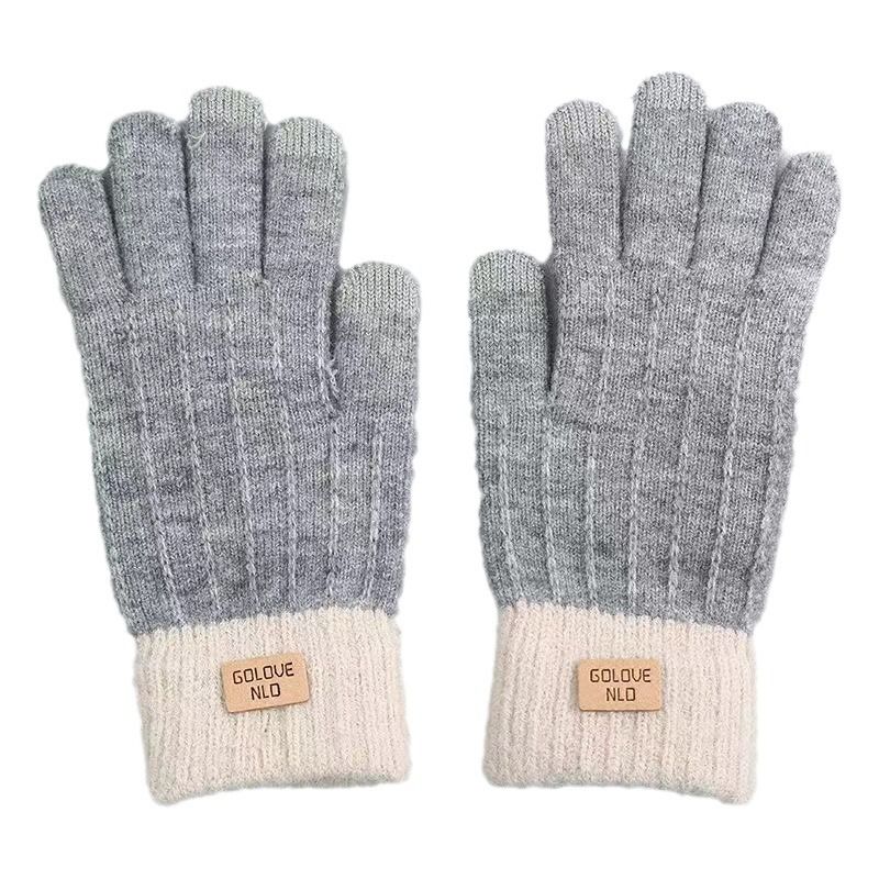 Gants tricotés coréens pour couples, chauds, antidérapants, doublés polaire, en laine d'alpaga épaisse, compatibles avec les écrans tactiles, pour l'automne et l'hiver._voghion.com
