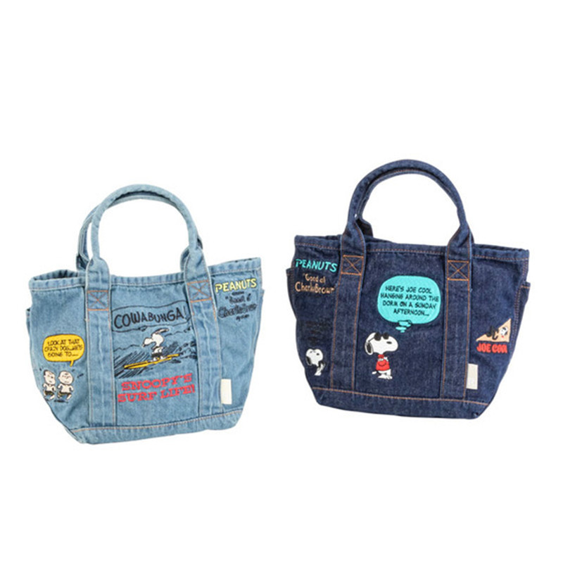 Instagram Dog Cowboy Canvas Handbag Cute Embroidered Small Portable Carrying Rice Box Bag_voghion.com