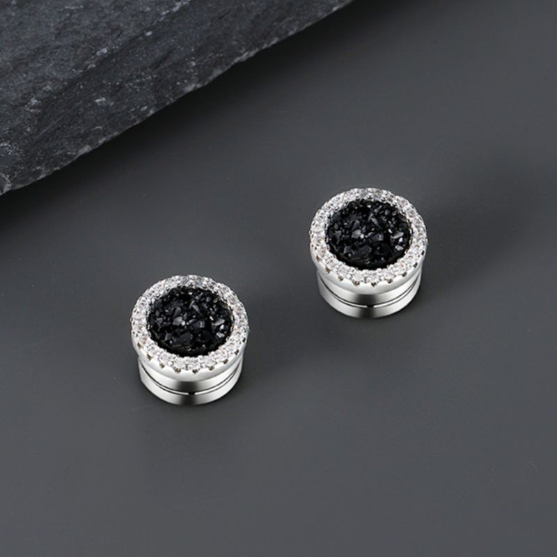 Magnetic Clip-On Earrings For Men - Hypoallergenic Silver Plated Pain-Free Ear Cuffs, Trendy Minimalist Cloud Design, Non-Piercing Ear Jewelry Set_voghion.com
