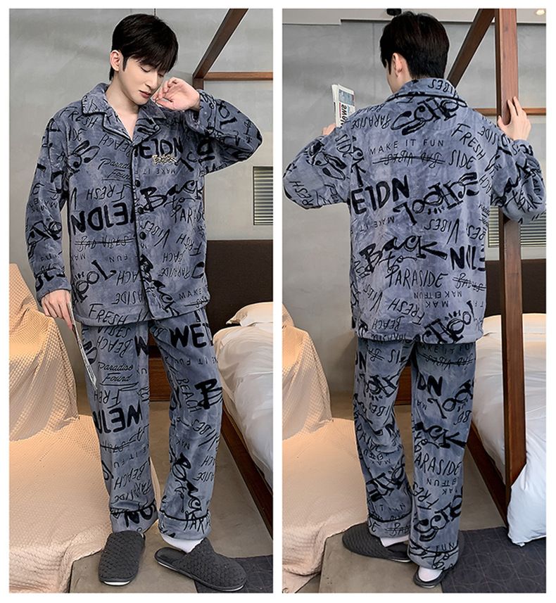 Pajamas Men's Winter Men's Thickened Winter Xiao Sa Loungewear Autumn And Winter Models_voghion.com