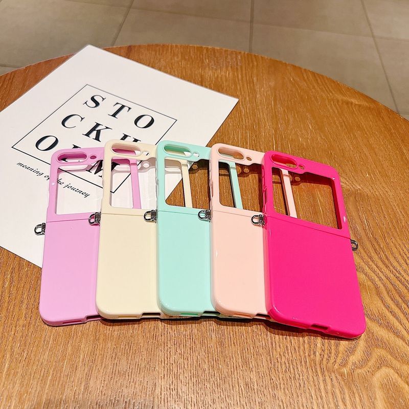 Carcasă de telefon mobilă, culoare bomboane, subțire, moale, pentru Samsung Galaxy Z Flip 3 4 5 6, cu conector metalic, coque funda_voghion.com