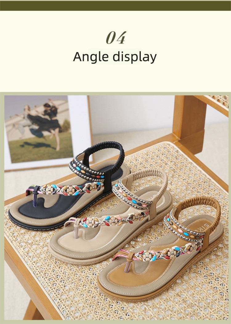 W676-3 Nieuwe zomer 2025 met strass steentjes, comfortabele, casual strand sandalen met ronde neus en platte neus_voghion.com