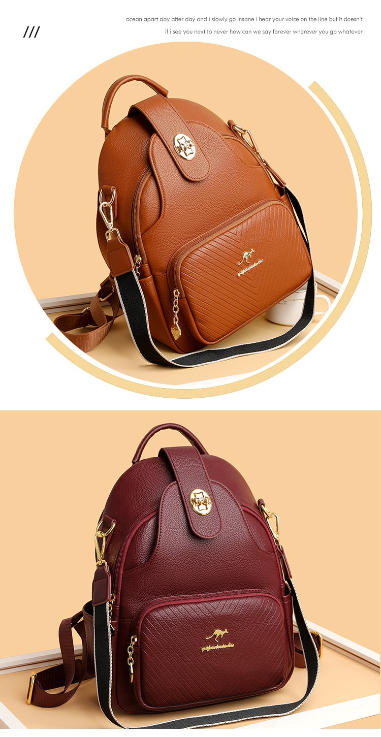 2024 New Soft Leather Backpack For Women's Fashion Leisure Large Capacity Multi Functional Backpack Versatile Outgoing Backpack_voghion.com