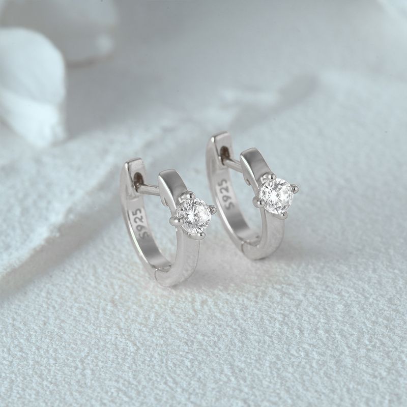 Women's Jewelry Simple S925 Sterling Silver Classic Light Luxury Personality Double Row Diamond Earrings Huggie Earring_voghion.com