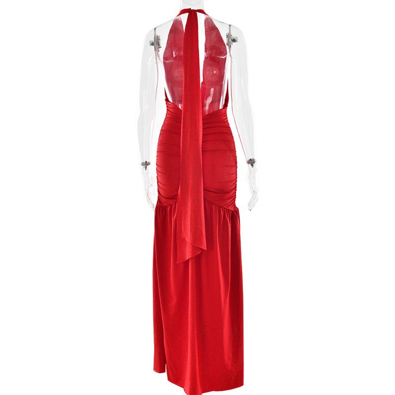 Robe moulante élégante à col en V et dos nu avec détails froncés - Un basique polyvalent pour la garde-robe féminine_voghion.com