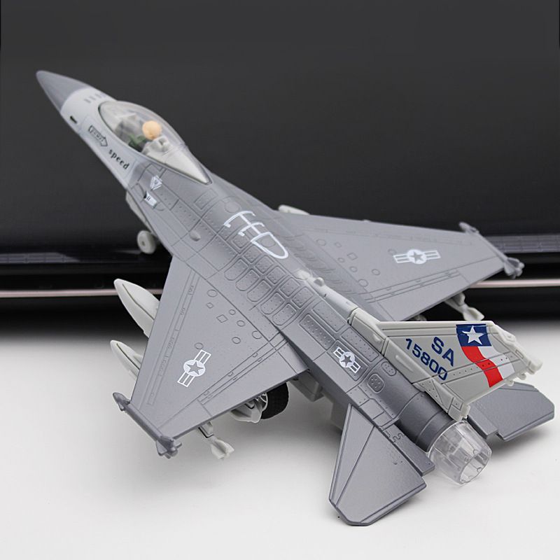 Mänguasjasulamist hävitaja F16 mudel, heli ja valgusega tagasi tõmmatav lennundussõjalennuki mudeli kaunistuskingitus_voghion.com