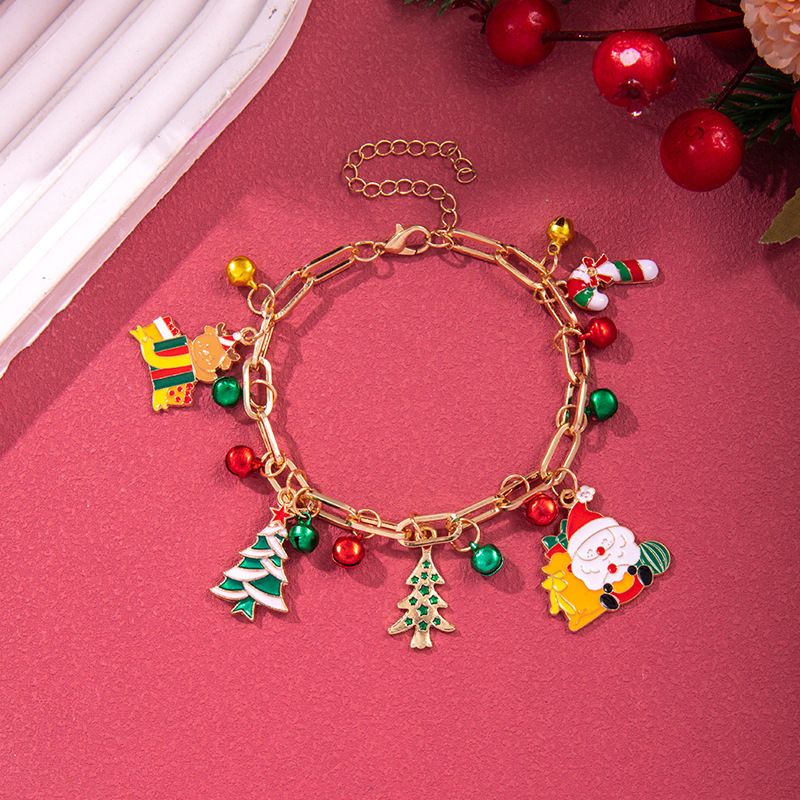 Bracelets à maillons et chaîne en argile souple en alliage avec sapin de Noël et élan mignons_voghion.com