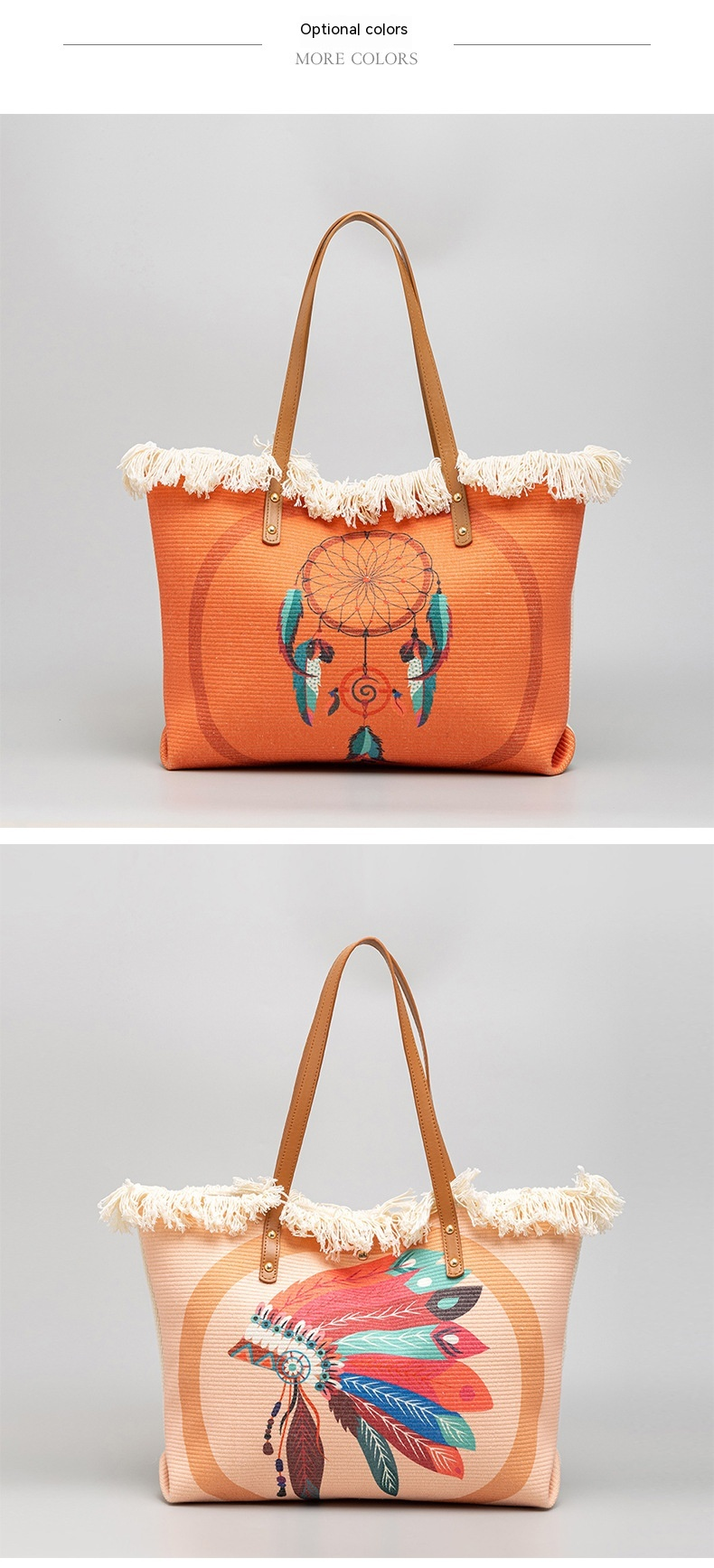 Bohemian ethnic style canvas commuting shoulder niche design, large capacity bag, women's bag_voghion.com