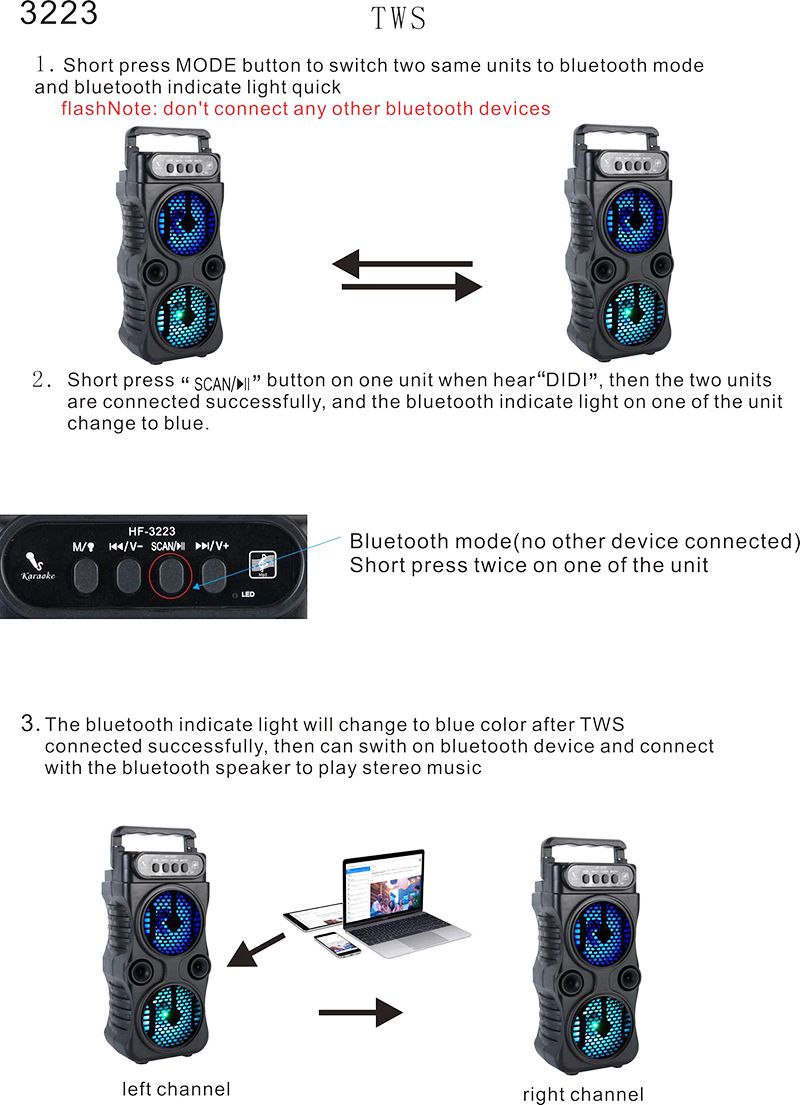 RGB Luminescence Karaoke hine Bluetooth Music Center Square Dance Soundbar Small Portable Speaker Caixa De Som_voghion.com