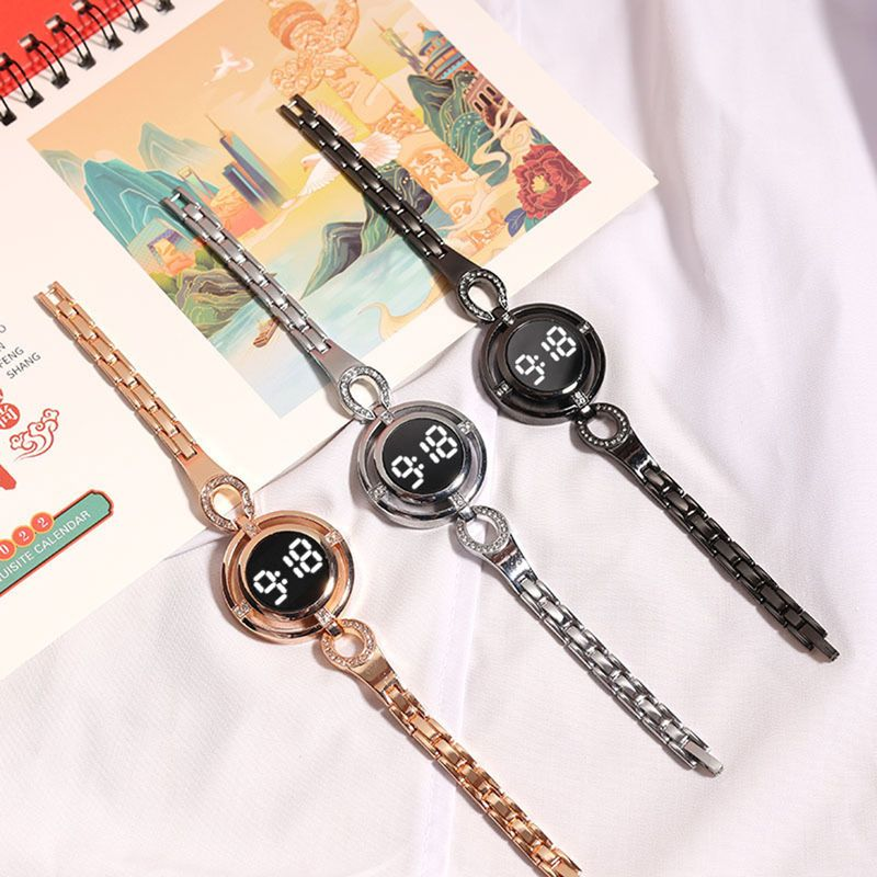 Yamaler Women Wristwatch Round Dial LED Night Light Touch Screen Accurate Time Display Scratch-resistant Smooth Surface_voghion.com