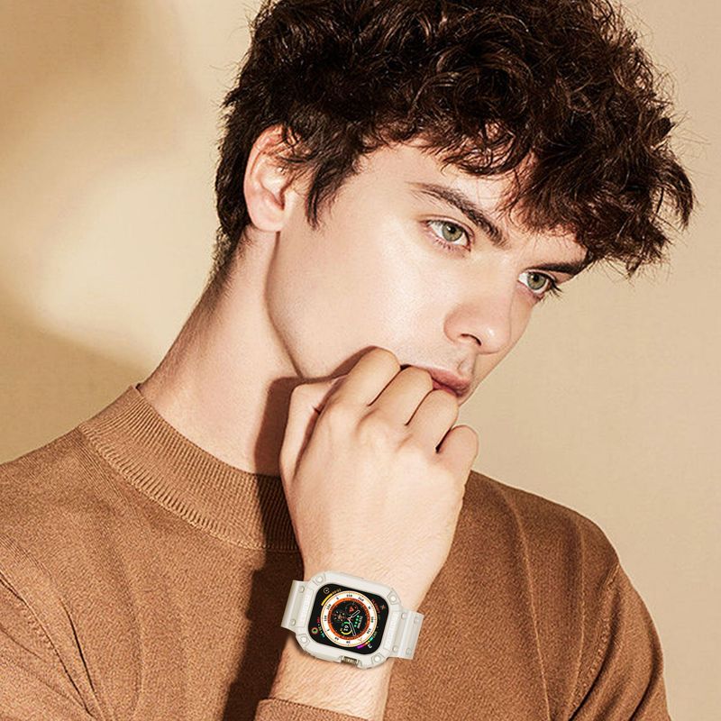 Applicable to Apple Watch 9 Ultra 2 watch strap 49mm shell shockproof durable sports TPU integrated strap_voghion.com