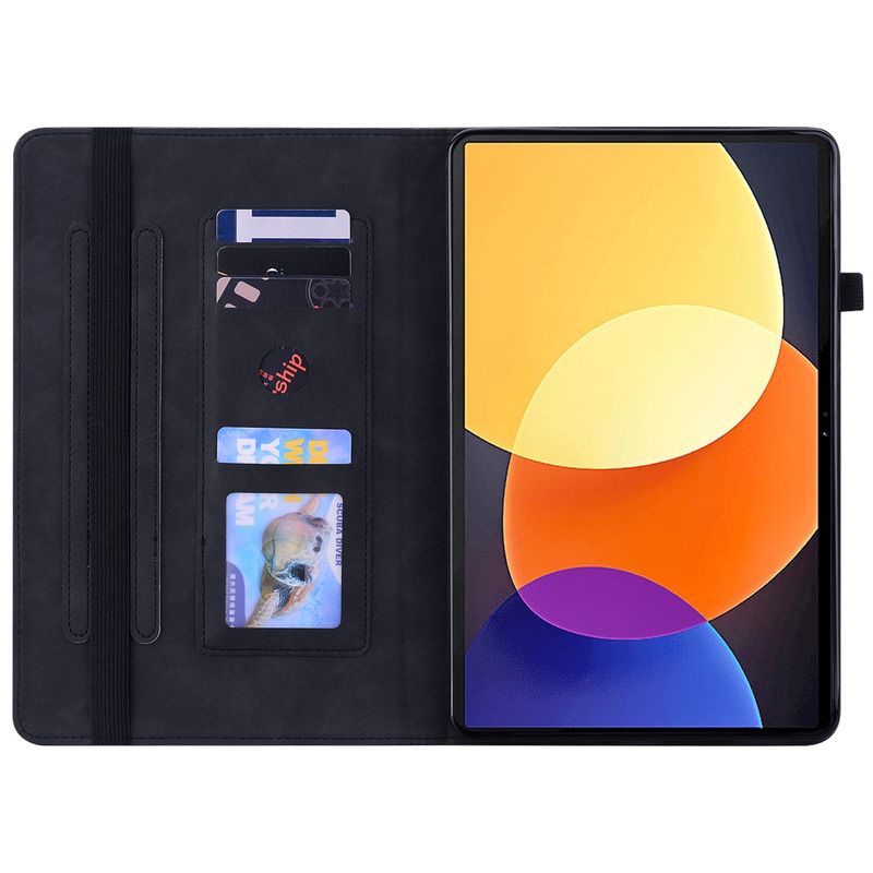 For Xiaomi Redmi Pad 5G Skin Feel Solid Color Zipper Leather Tablet Case(Black)_voghion.com