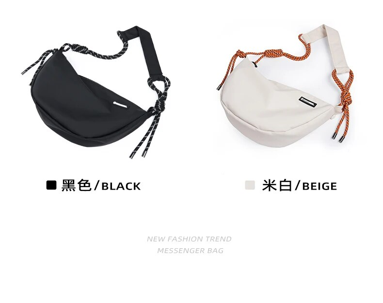 Premium Waterproof Men Cross Body Tassels Taping Minimalist Shoulder 12.9 inch iPad Woman Ultralight Hobo Sling_voghion.com