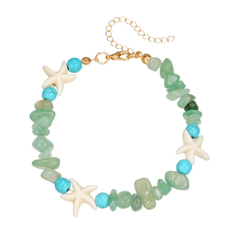 Summer Beach Starfish Turquoise Irregular Natural Crystal Beaded Bracelet For Women Bohemian Jewelry_voghion.com