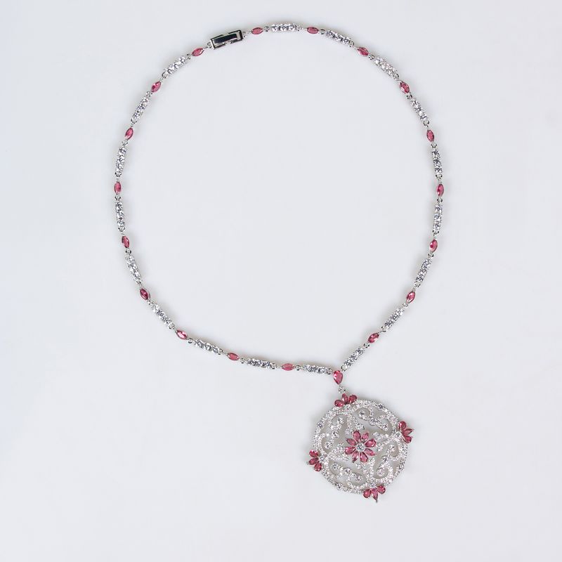 Jewelry bride earring jewelry two-piece set zircon necklace collarbone chain_voghion.com