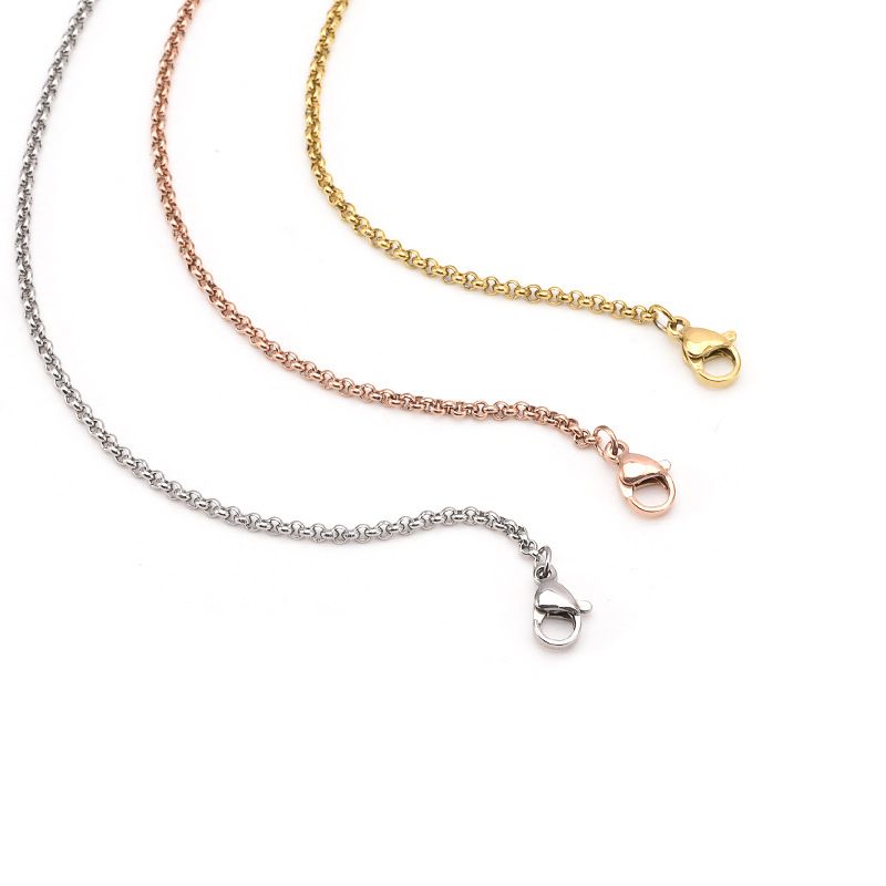 Stainless steel jewelry necklace round pearl chain titanium steel clavicle chain DIY square pearl chain jewelry chain_voghion.com
