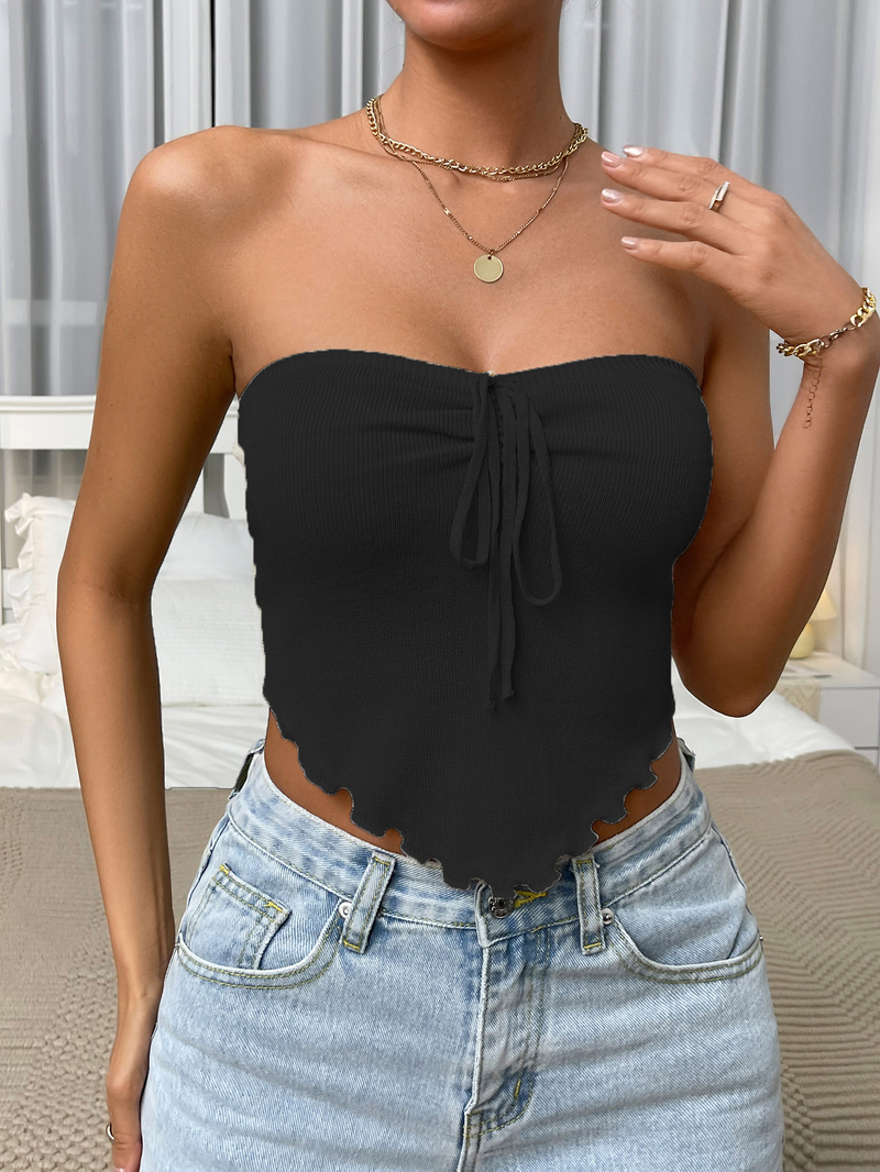Women's clothing sexy fungus side halter neck suspender two-wear chest-wrapped top for women_voghion.com
