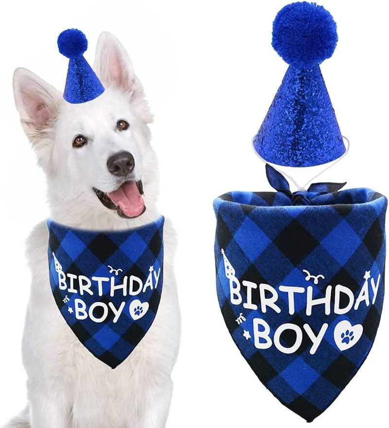 Hundeparty-Zubehör, Haustier-Geburtstagshut, Speicheltuch-Set_voghion.com