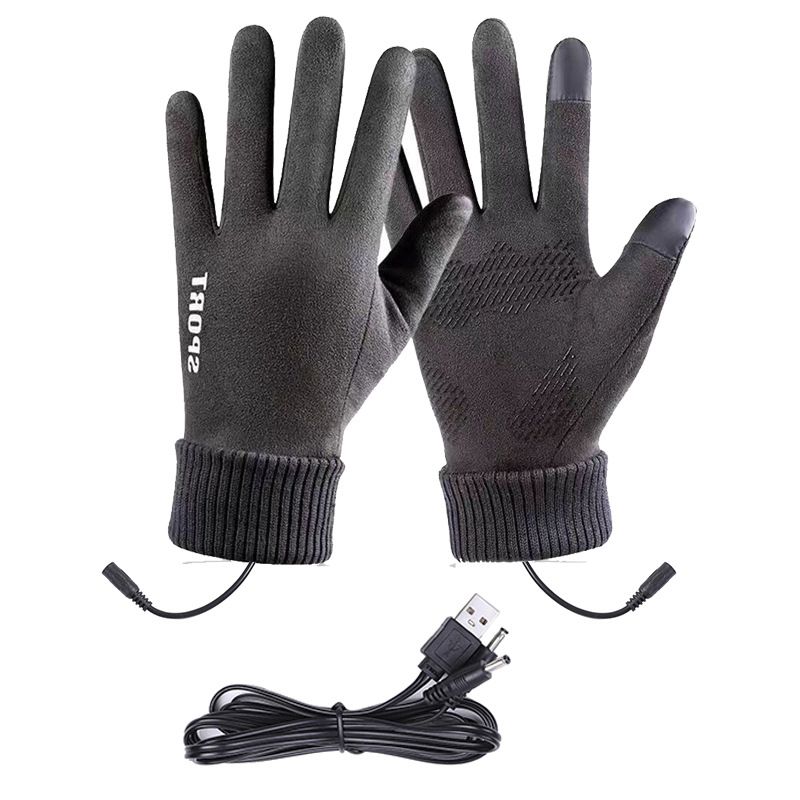 Guanti riscaldati USB con touchscreen per uomo - Guanti invernali caldi foderati in pile antivento con controllo della temperatura regolabile_voghion.com