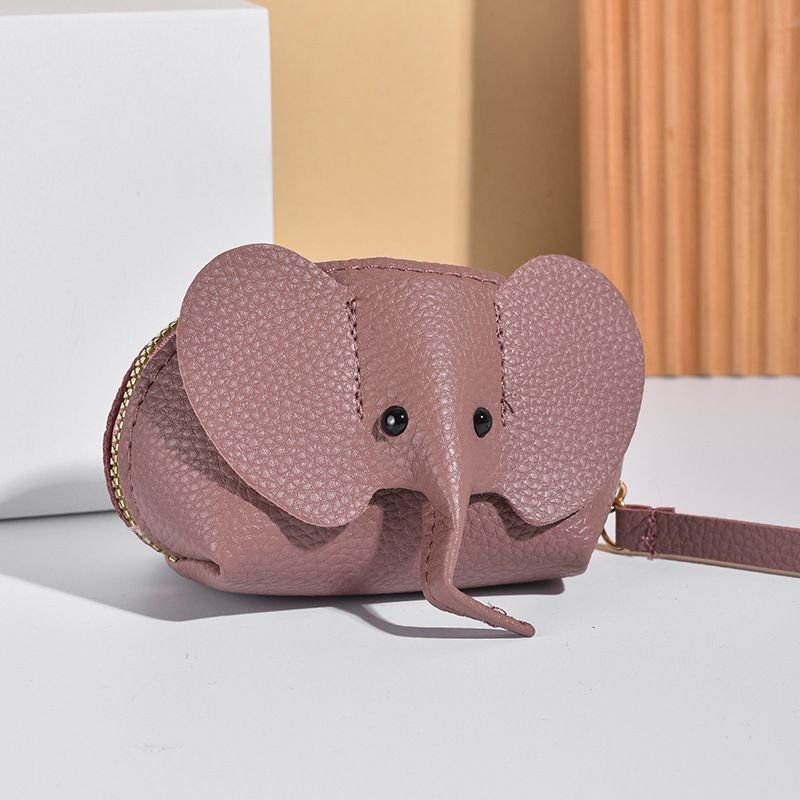 Cartoon Key Creative Elephant Coin Purse Zipper Hand Twist Lipstick Storage Card Bag_voghion.com
