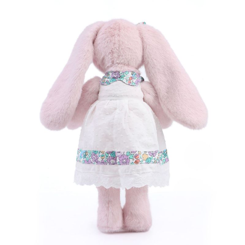 Peluche lapin rose caramel, jupe blanche, poupée réconfortante, cadeau d'anniversaire pour fille, neuf_voghion.com