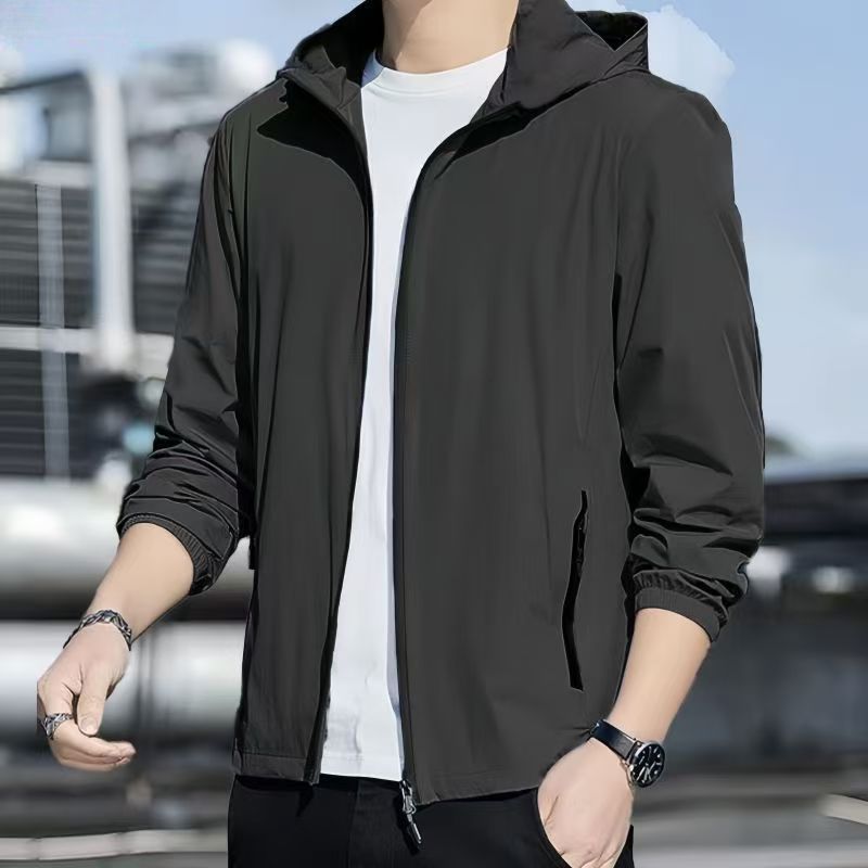 Novo modelo de verão para homens e mulheres: jaqueta corta-vento com capuz, respirável e fina, com proteção UV para atividades ao ar livre, como pesca._voghion.com