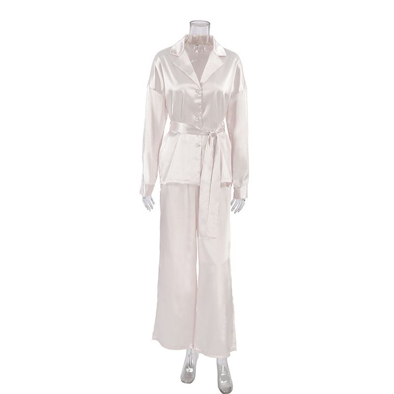 Abbigliamento donna camicia da notte pantaloni larghi e comodi seta casual signore casa vestiti abito francese_voghion.com