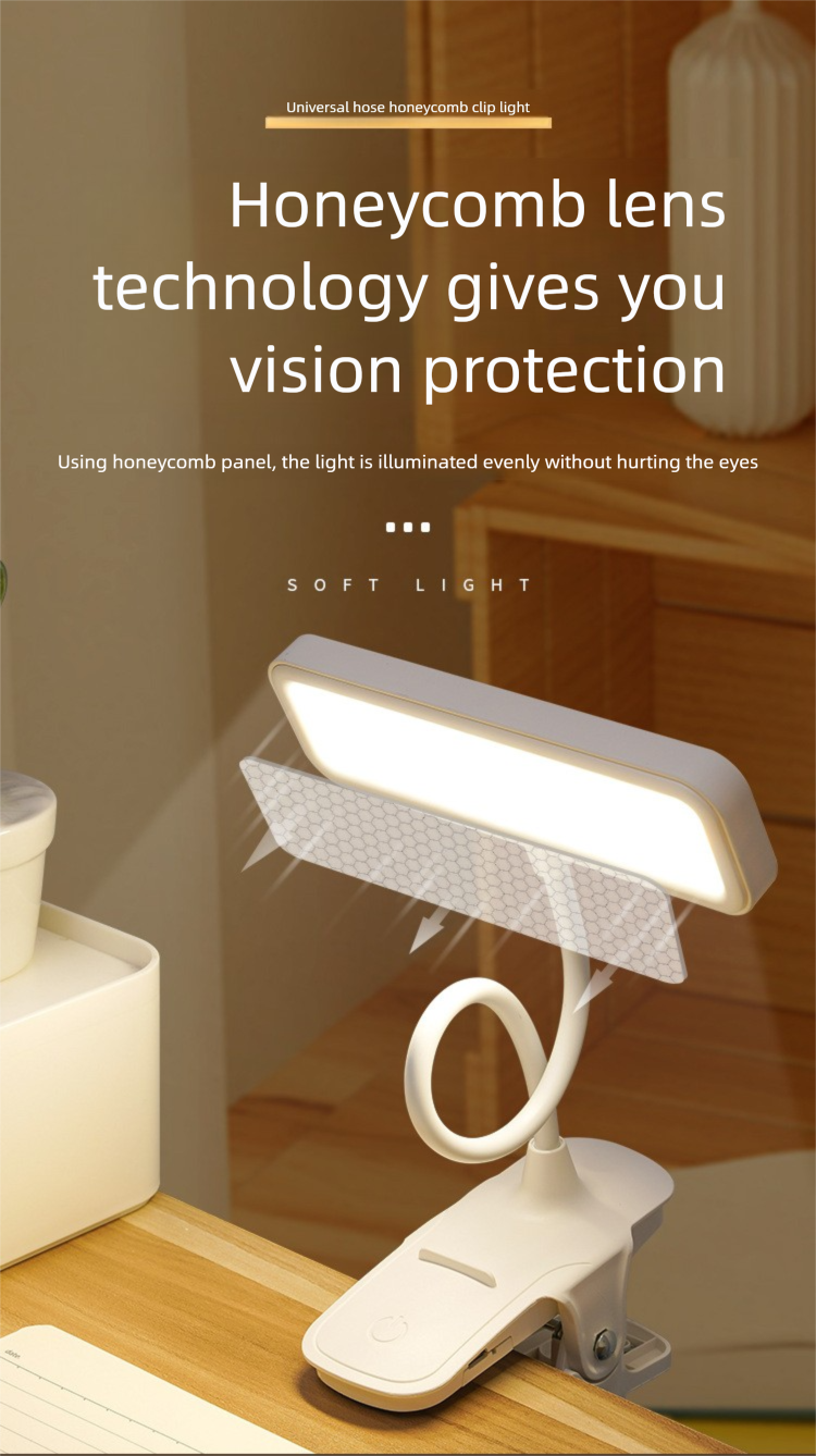 Schreibtischlampe für Studenten – Telefonhalter und USB-Ladegerät | Verstellbares Clip-Licht | Augenschutz für das Arbeitszimmer im Wohnheim_voghion.com