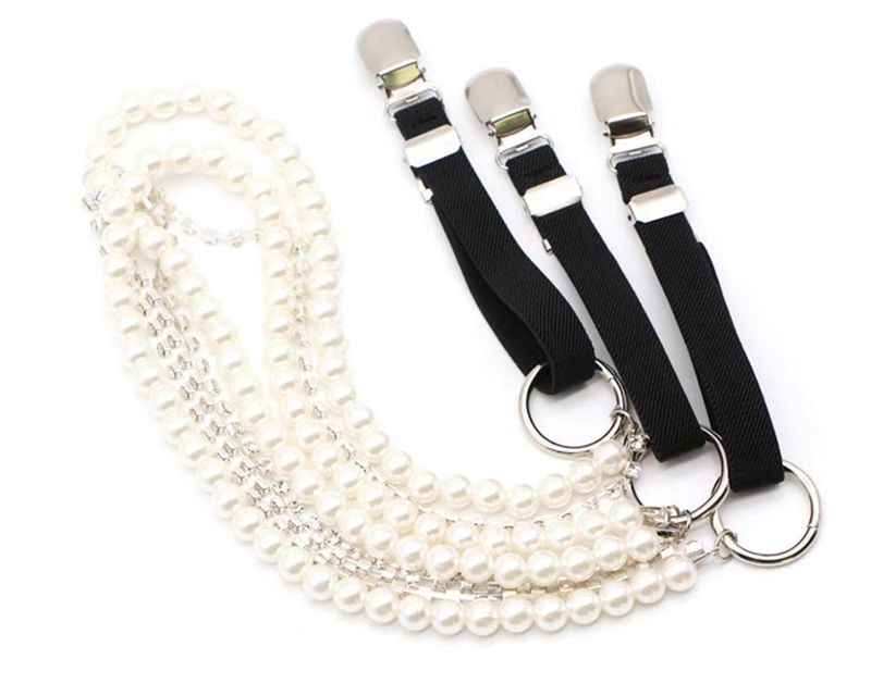 Nuova catena di perle Moda versatile cinturino elastico elastico Catena con clip Cinturino elastico coreano ad alto aspetto_voghion.com