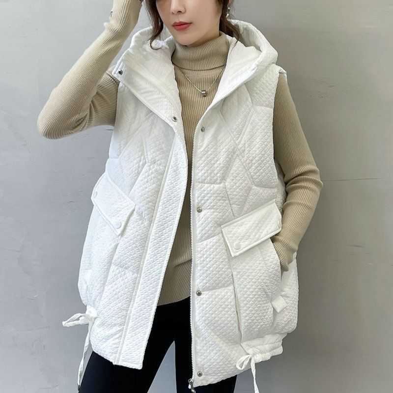 Damenbekleidung mit Kapuze, vielseitig verdickte, lockere, fleischbedeckende Jacke, mittellange Daunenbaumwolle_voghion.com