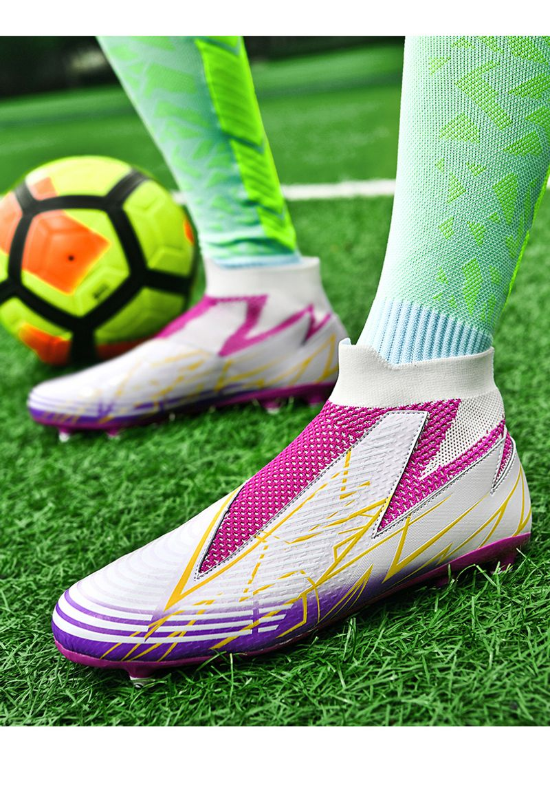 Fodboldsko til mænd Topkvalitets fodboldstøvler Klamper Græs Højkvalitets Trend skridsikker høj ankel Komfortabel træning_voghion.com