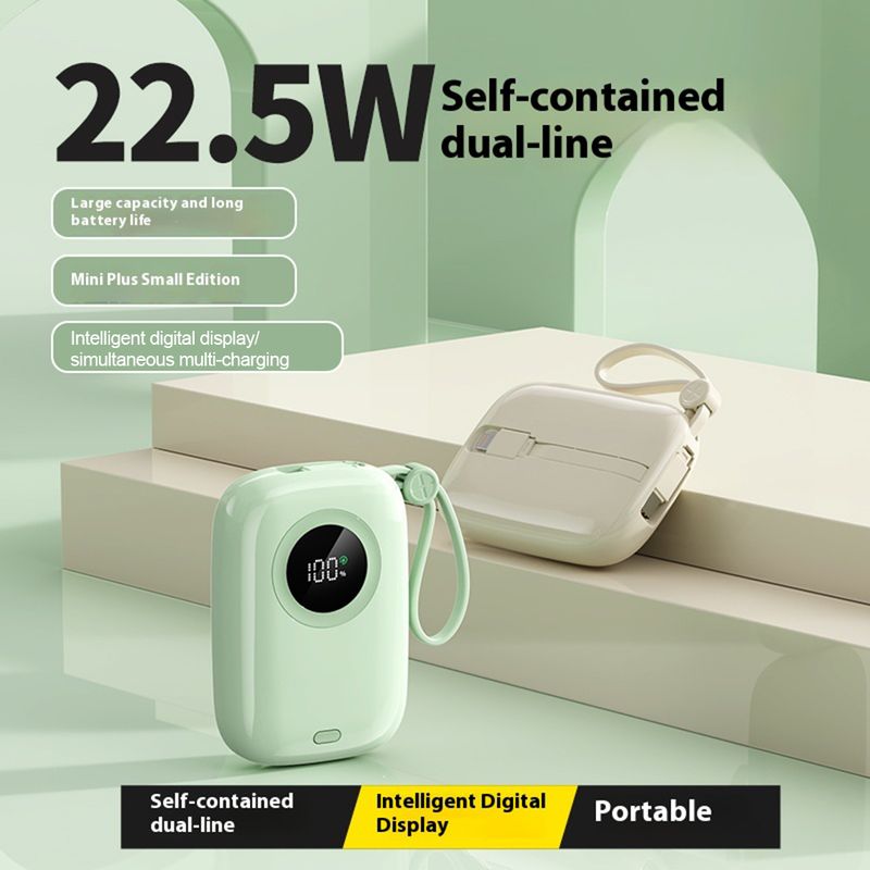 Power Bank 8500 MAh 22.5 W Fast Charging Portable External Charger With USB Type-C Cable Powerbank For IPhone Xiaomi 14_voghion.com