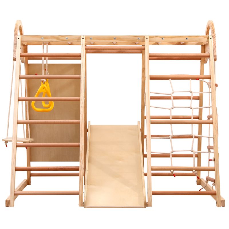Cassettiera multifunzione 7 in 1 con Schaukel, Rutsche, Kletternetz e Klettersteinen_voghion.com
