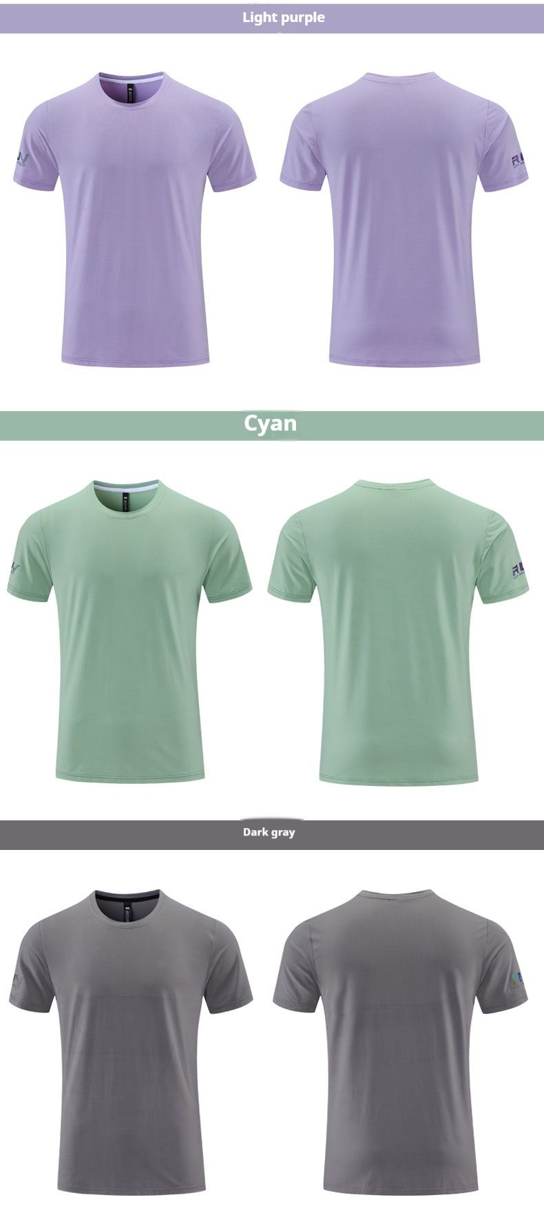 T-shirt de sport décontracté à manches courtes en nylon imprimé pour hommes et femmes, col rond, fitness, sensation de glace, séchage rapide, couleur unie_voghion.com