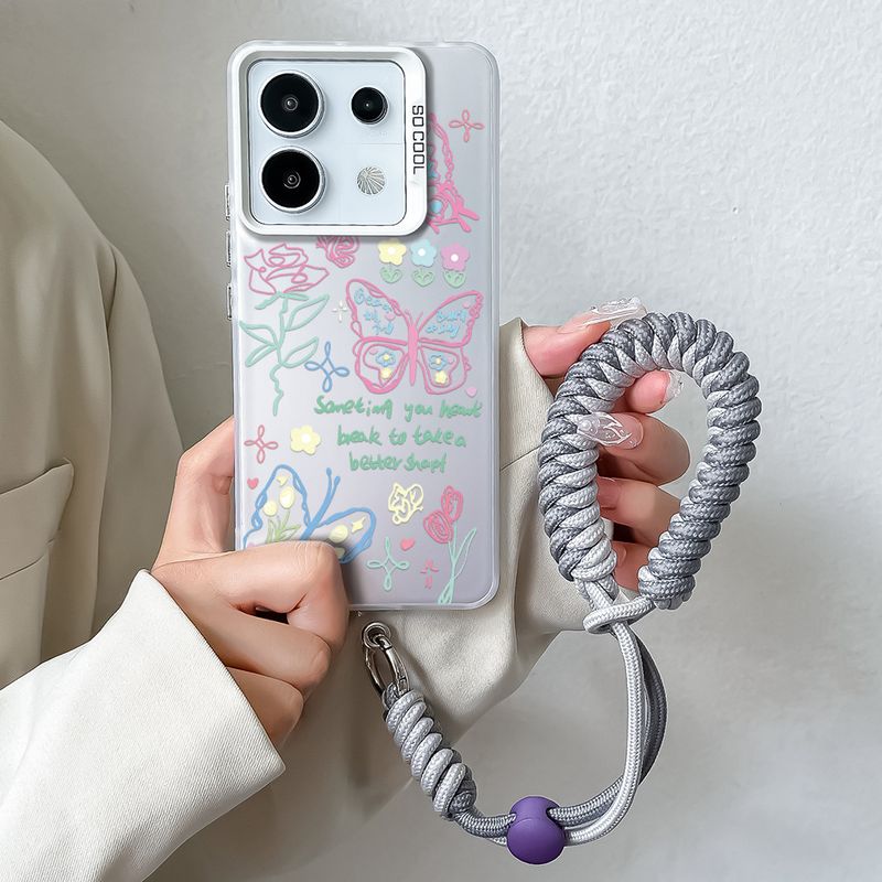Futrola za telefon s lancem za zglob za Xiaomi 14T 13T 12T Pro Ultra Poco X6 X5 X3 F6 F5 M6 Pro Laser Aurora smiješna maska s leptirom_voghion.com