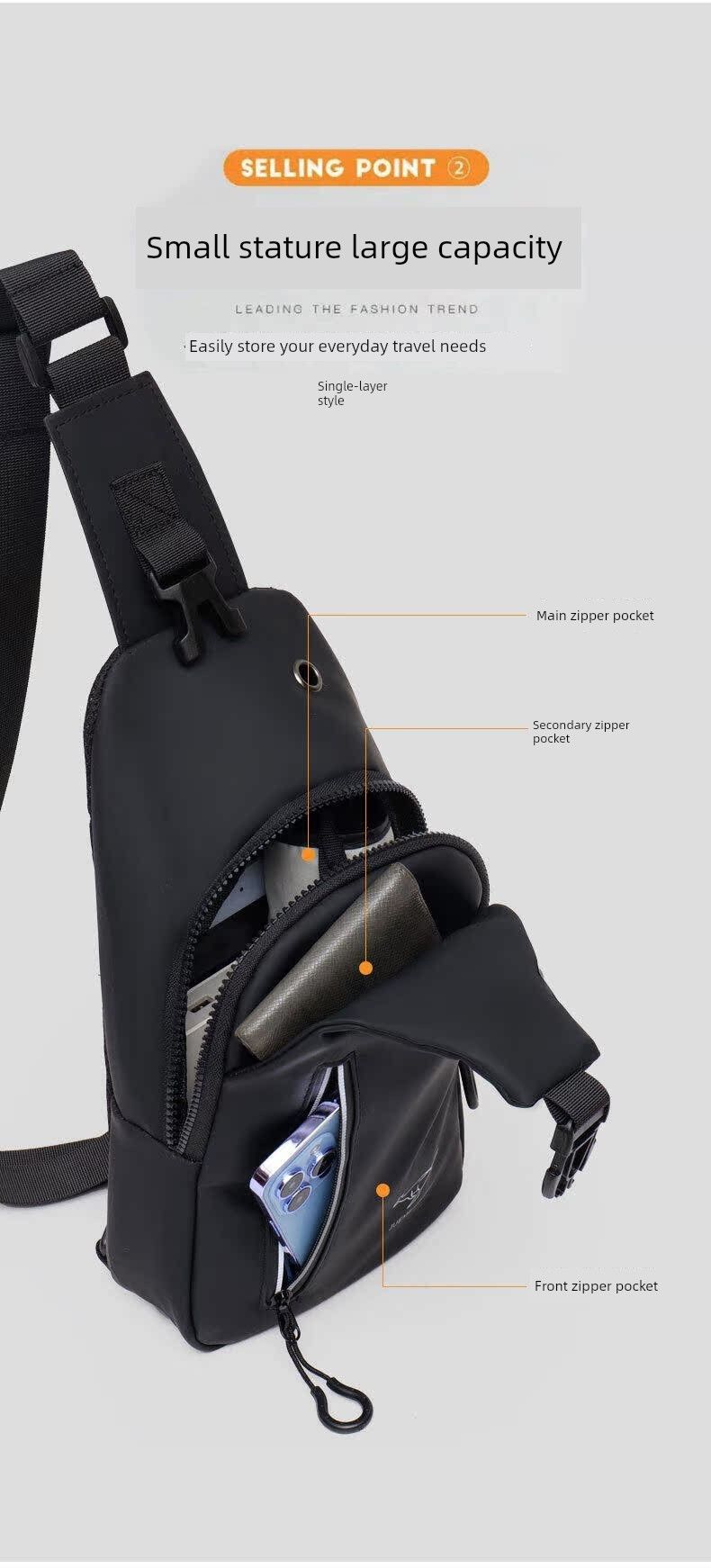 Borsa a tracolla monospalla impermeabile di grande capacità, per sport all'aria aperta, da uomo, casual_voghion.com