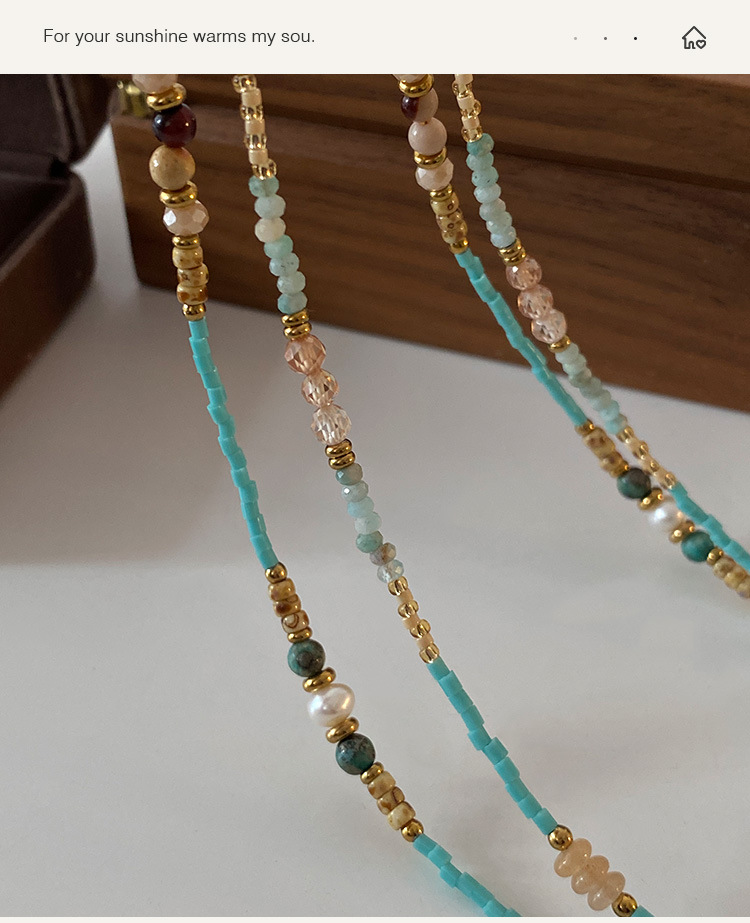 Natürliche Malachit-Halskette für Frauen 2024, französische Perlenkette, mehrlagig, Pulloverkette, Zubehör, einfache und hochwertige Halskette_voghion.com