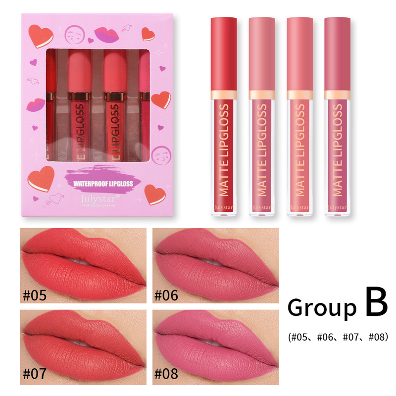 carina Velvet lipstick with matte finish, natural and long-lasting, fading, non stick to cup lip glaze set box_voghion.com